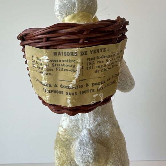 Maisons De Vente Vintage 16" Velvet Bunny Rabbit with Eggs & Basket Easter Decor - Picture 5 of 8